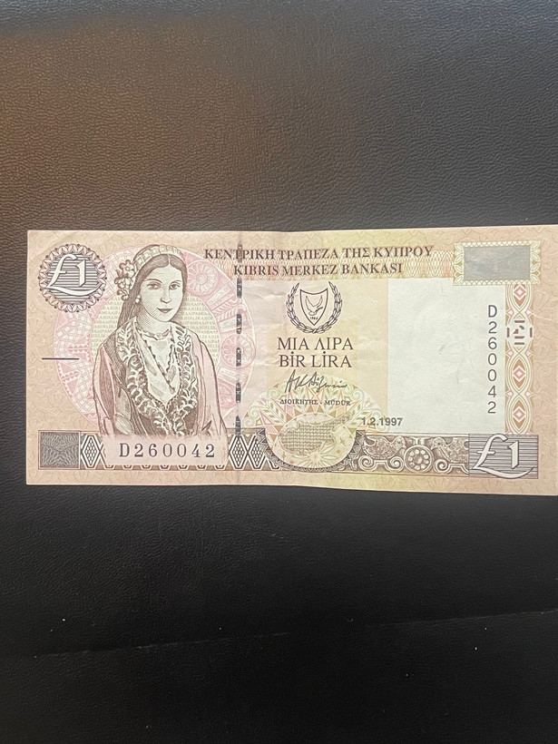 اسکناس 1 پوند قبرس کلکسیونی و کمیاب کارکرده تمیز